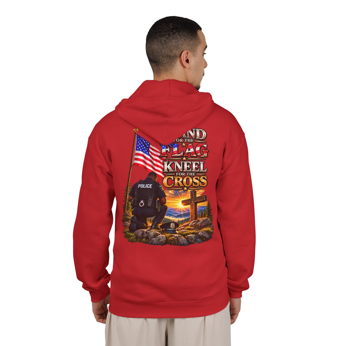 Police Officer 2 Stand for the Flag, Kneel for the Cross - Hoodie
