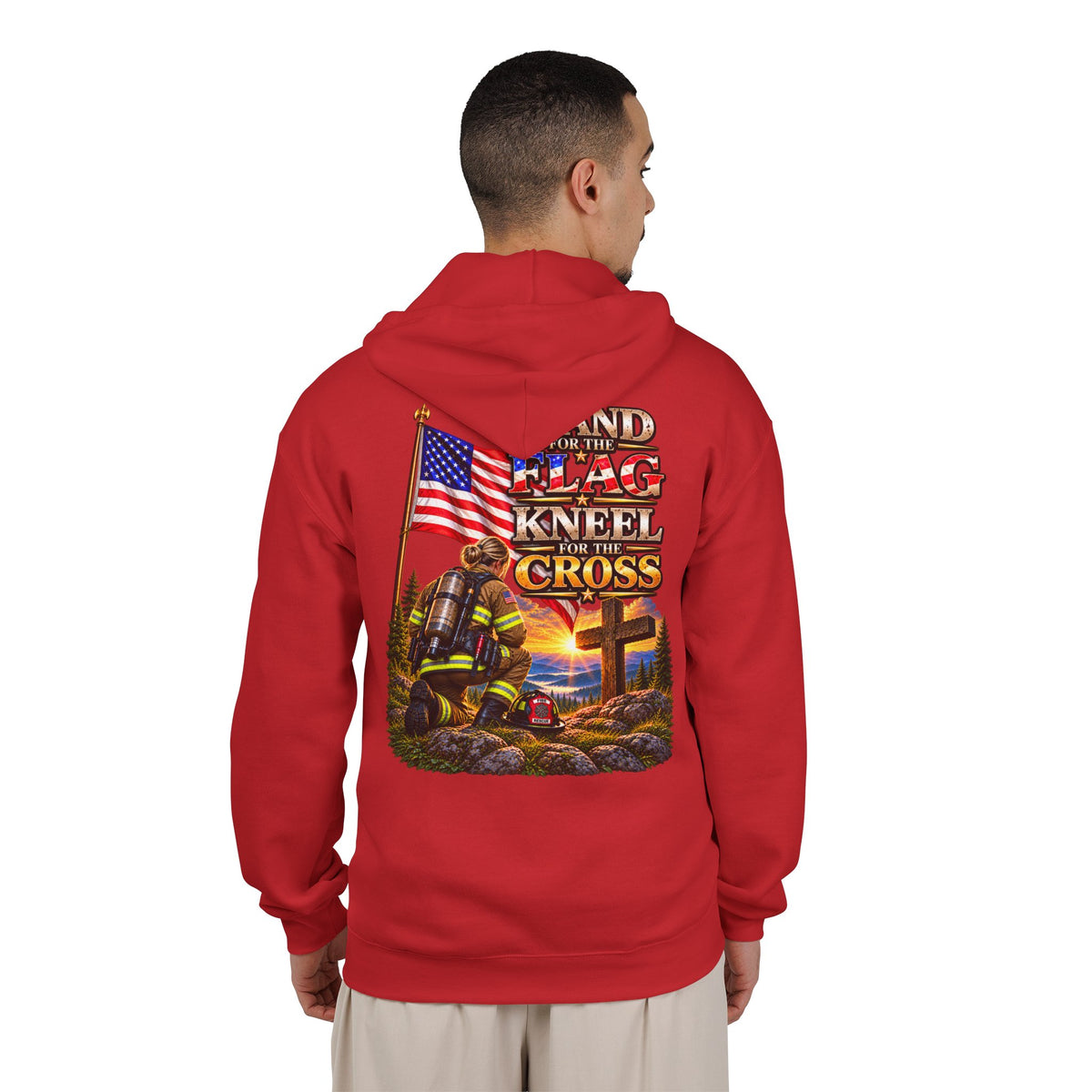 Firefighter 3 Stand for the Flag, Kneel for the Cross - Hoodie