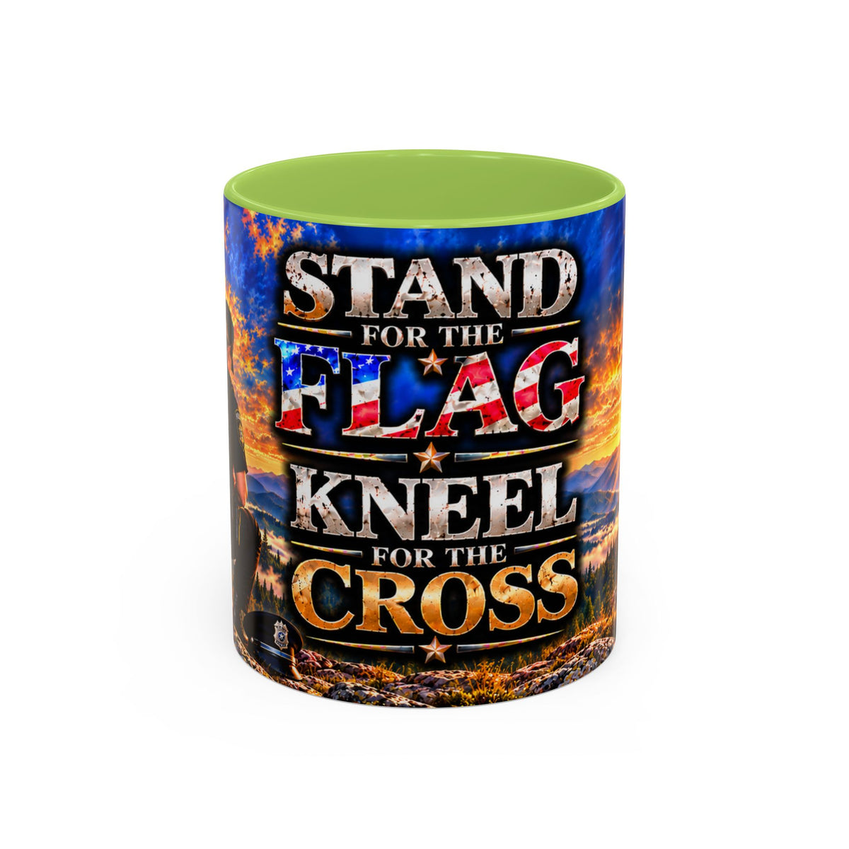 Coffee Mug - "Stand for the Flag, Kneel for the Cross" Police Officer Tribute 11oz or 15oz Mug_WF