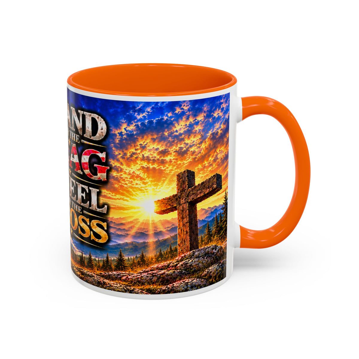Stand for the Flag, Kneel for the Cross Coffee Mug_BF
