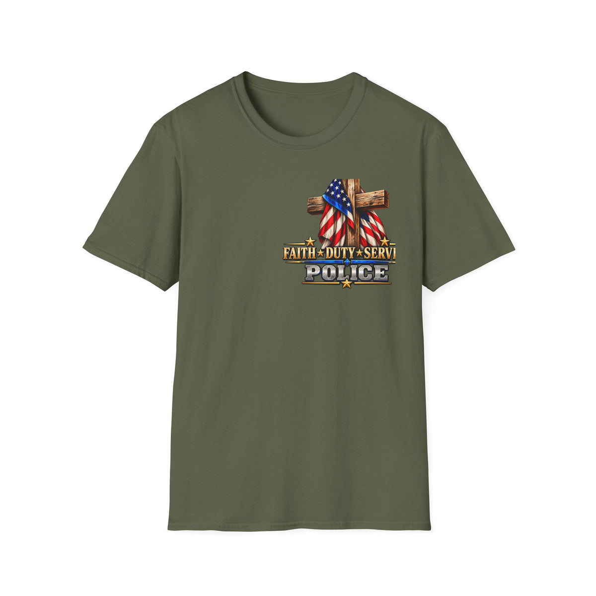 Stand for the Flag, Kneel for the Cross Police T-Shirt