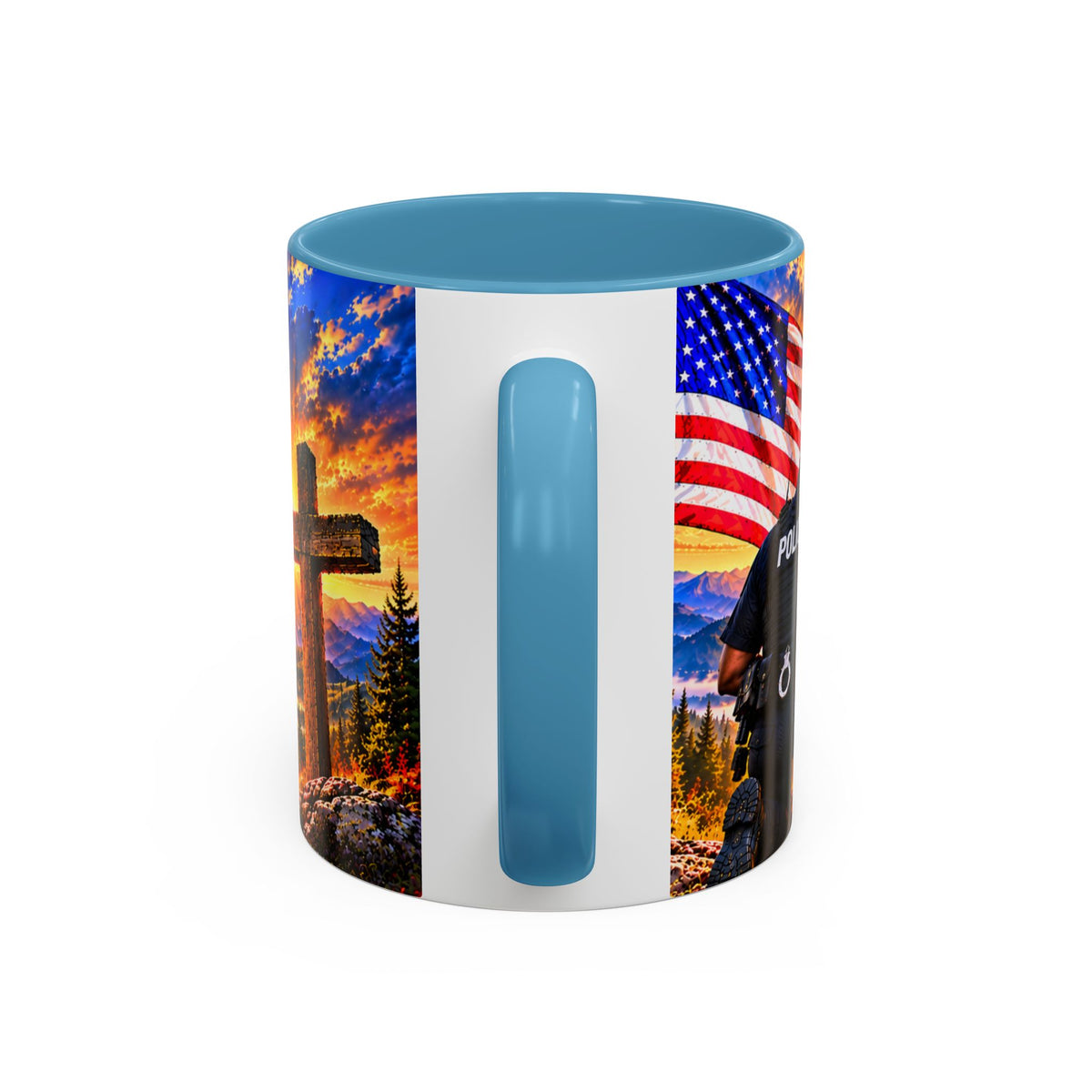 Coffee Mug - "Stand for the Flag, Kneel for the Cross" Police Officer Tribute 11oz or 15oz Mug