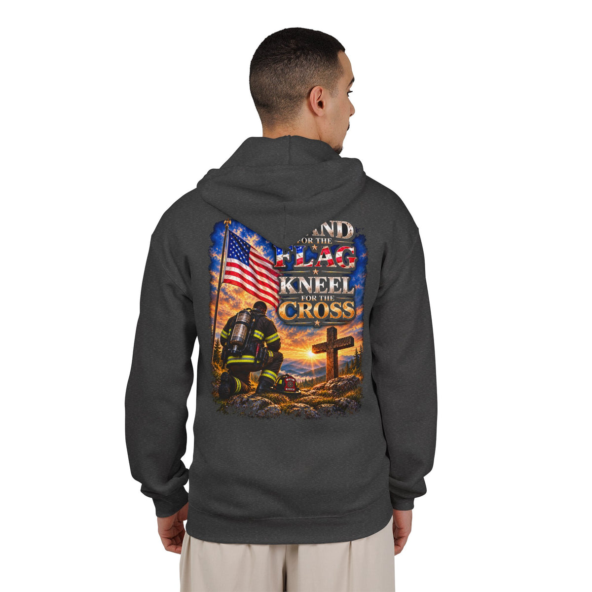 Firefighter 2 Stand for the Flag, Kneel for the Cross - Hoodie