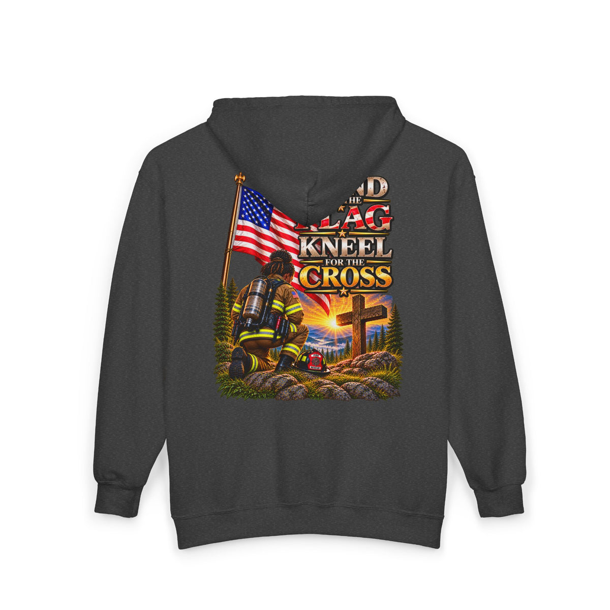 Firefighter 4 Stand for the Flag, Kneel for the Cross - Hoodie