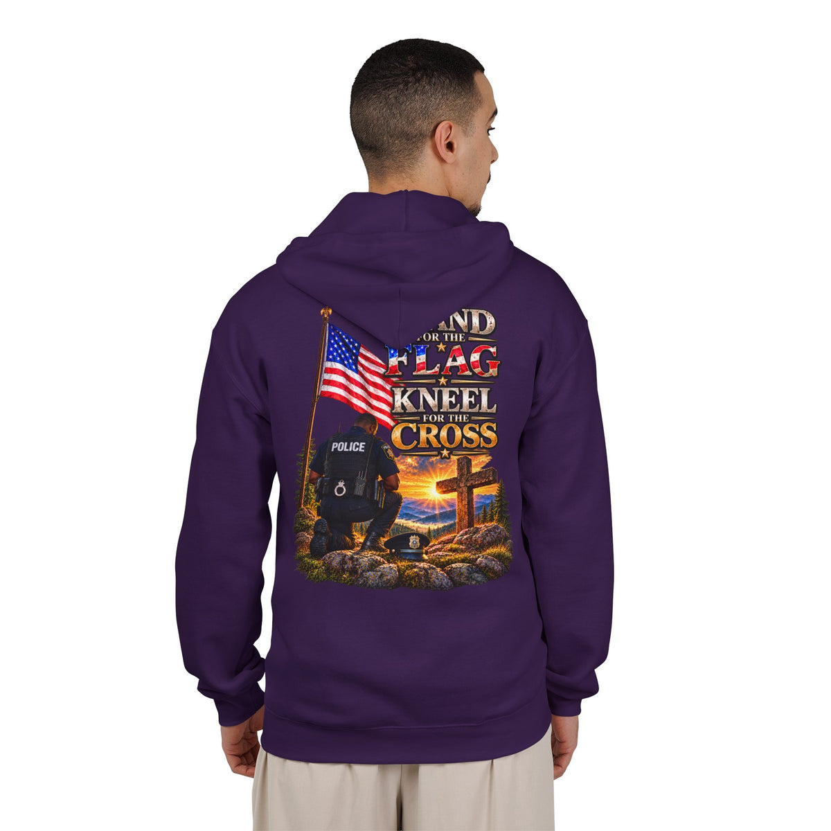Police Officer 2 Stand for the Flag, Kneel for the Cross - Hoodie