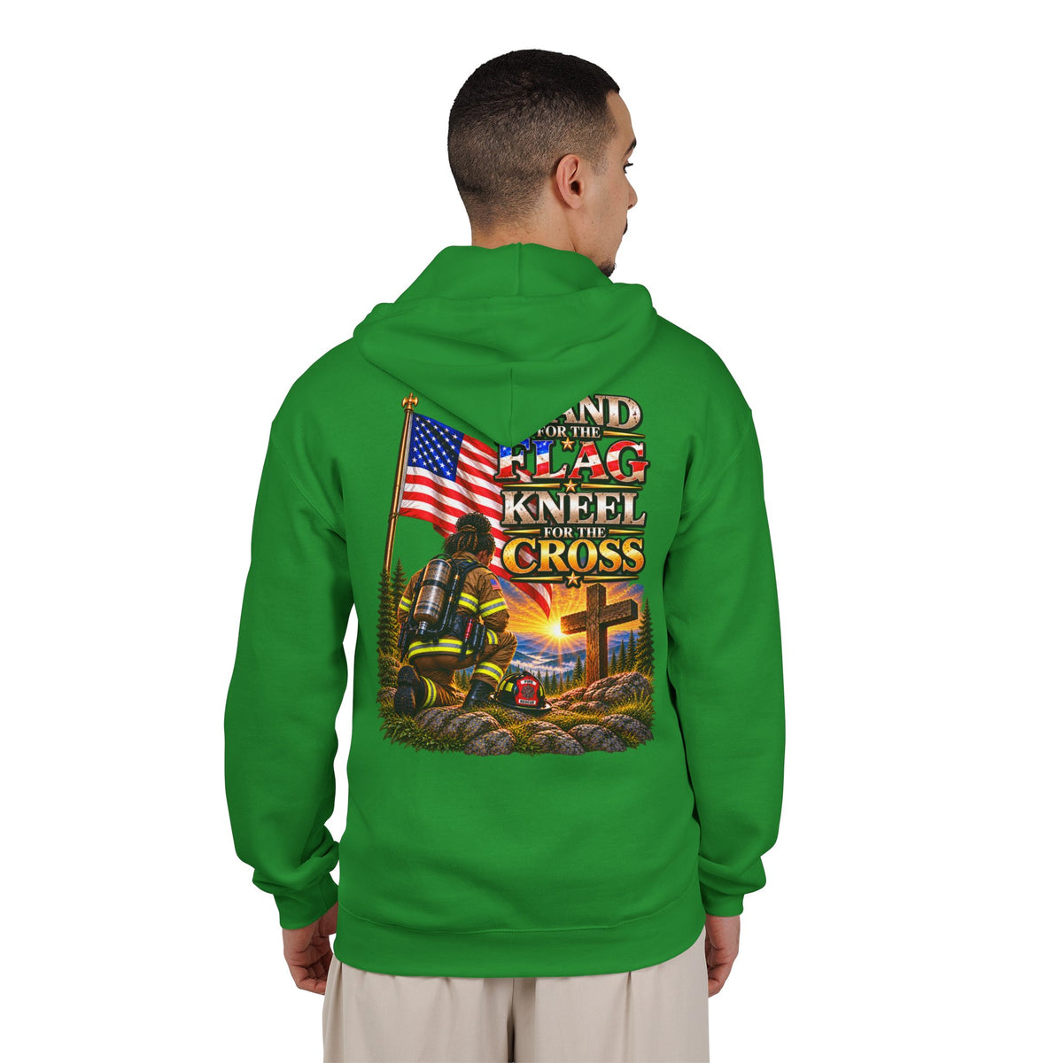 Firefighter 4 Stand for the Flag, Kneel for the Cross - Hoodie