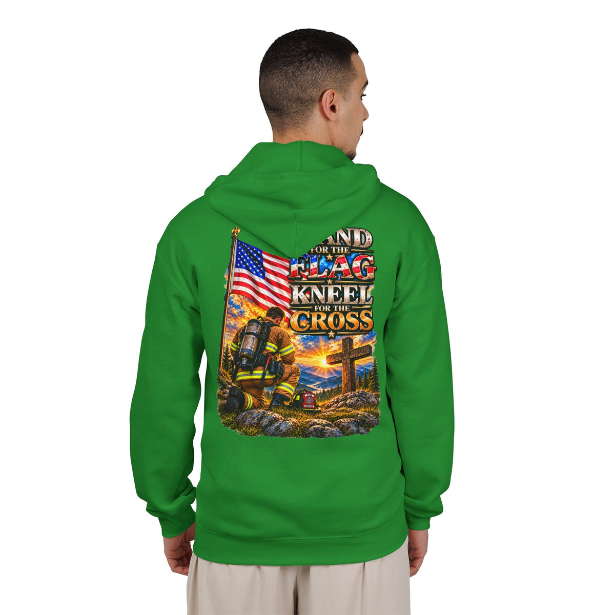 Firefighter Stand for the Flag, Kneel for the Cross - Hoodie
