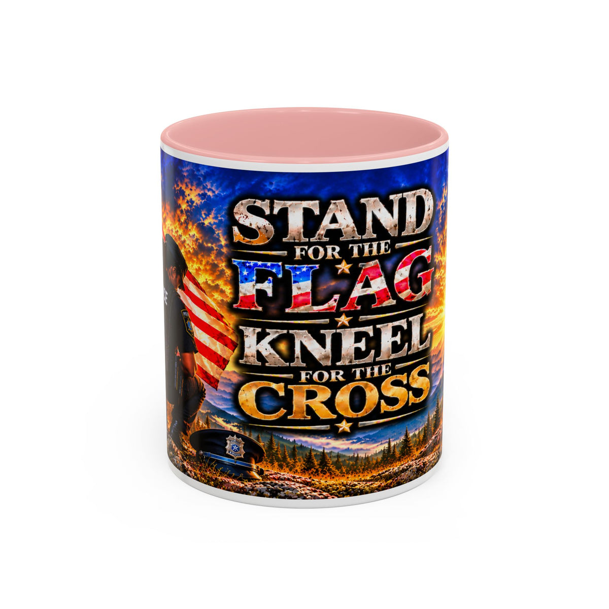 Stand for the Flag, Kneel for the Cross Coffee Mug_BF
