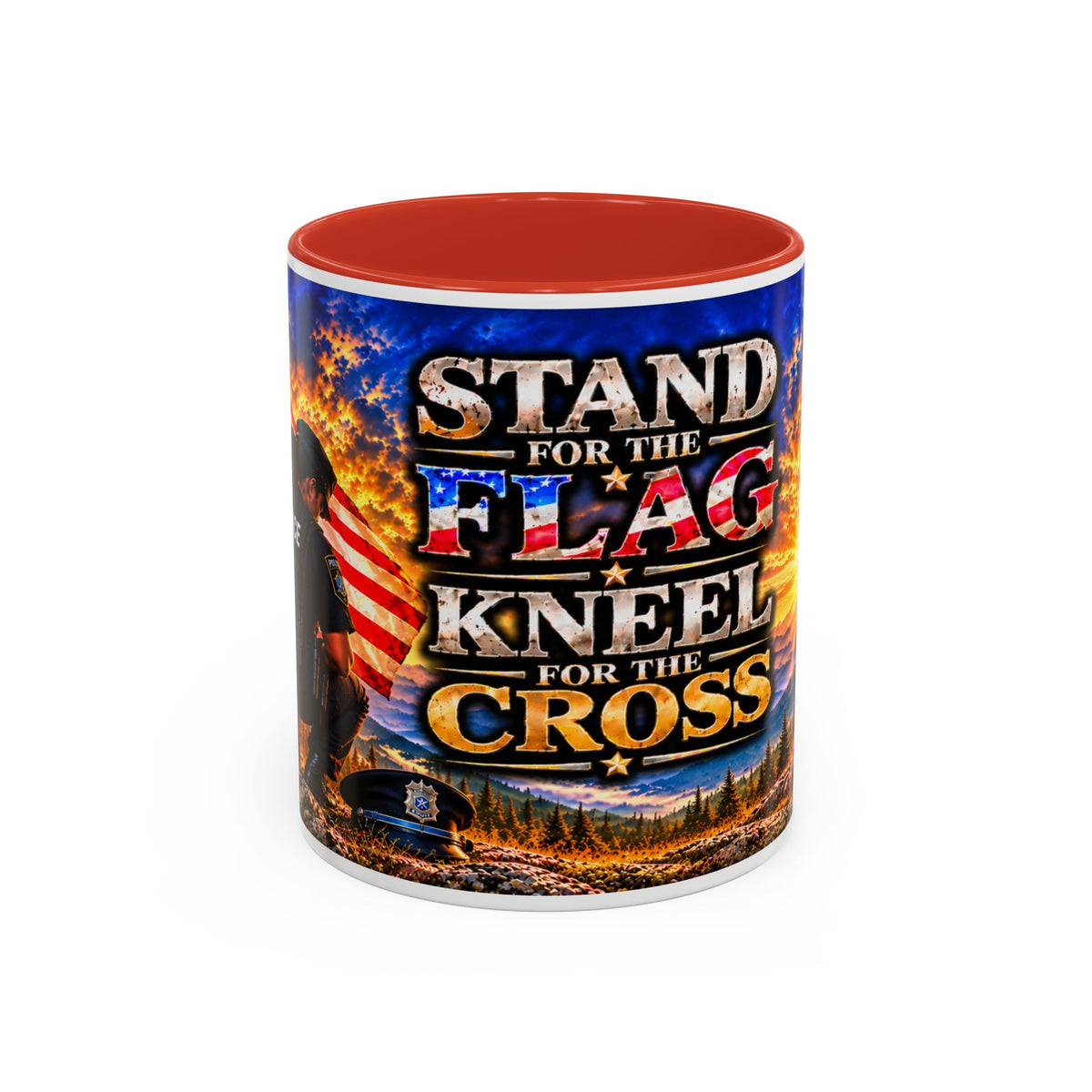 Stand for the Flag, Kneel for the Cross Coffee Mug_BF