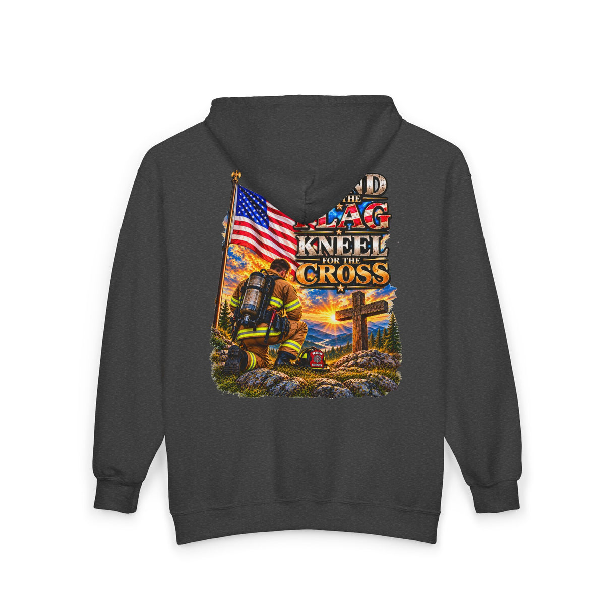 Firefighter Stand for the Flag, Kneel for the Cross - Hoodie