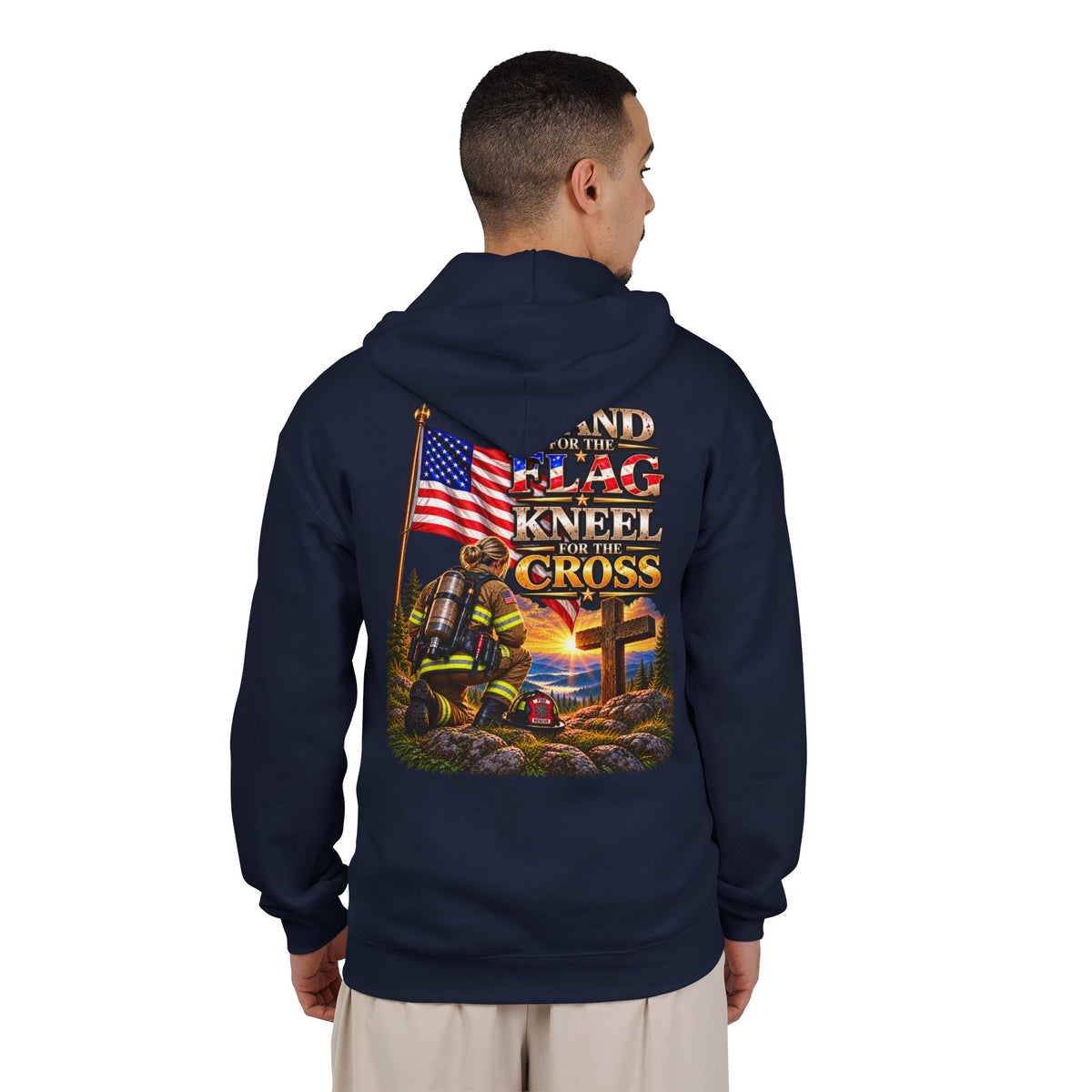 Firefighter 3 Stand for the Flag, Kneel for the Cross - Hoodie