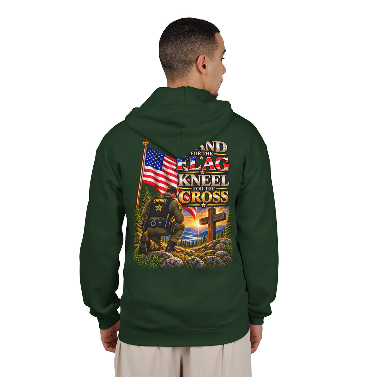 Deputy Sheriff Stand for the Flag, Kneel for the Cross - Hoodie