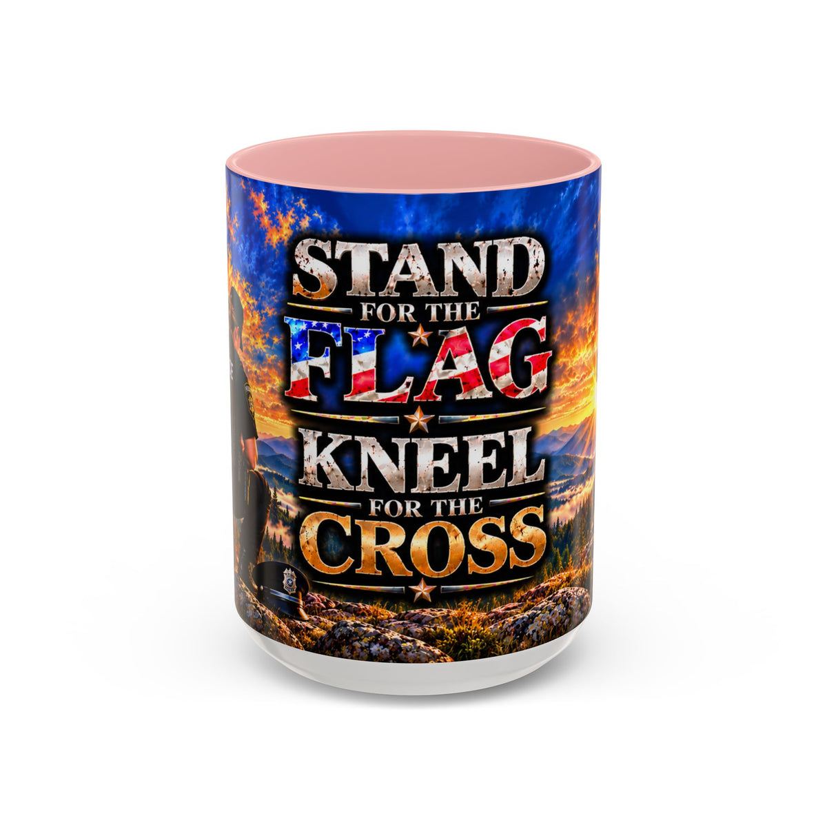 Coffee Mug - "Stand for the Flag, Kneel for the Cross" Police Officer Tribute 11oz or 15oz Mug_WF