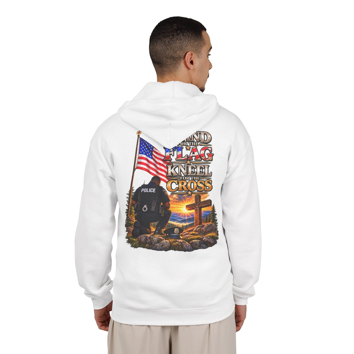 Police Officer 2 Stand for the Flag, Kneel for the Cross - Hoodie