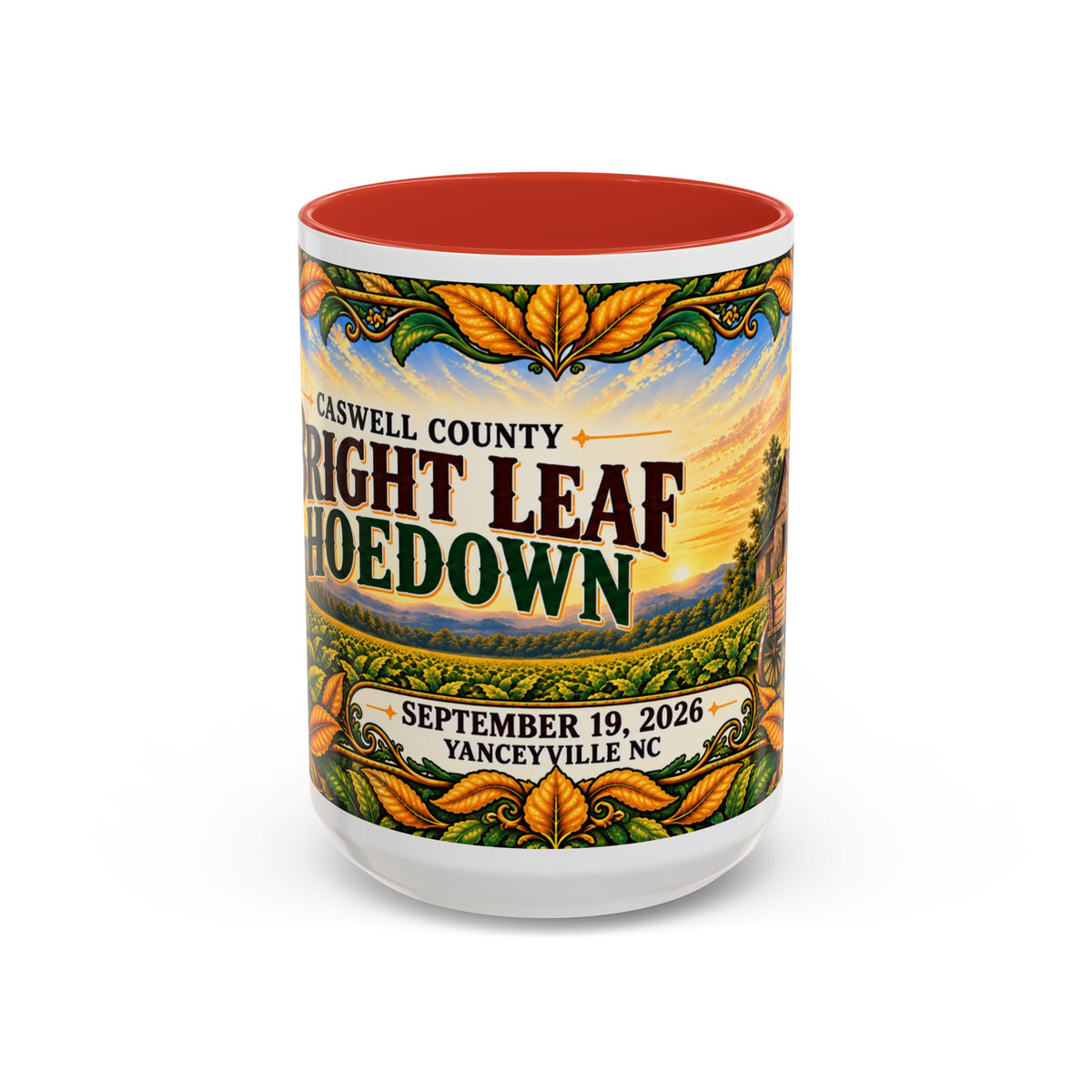 Bright Leaf Hoedown Coffee Mug Wrap — Caswell County Event Souvenir (Sept 19, 2026)