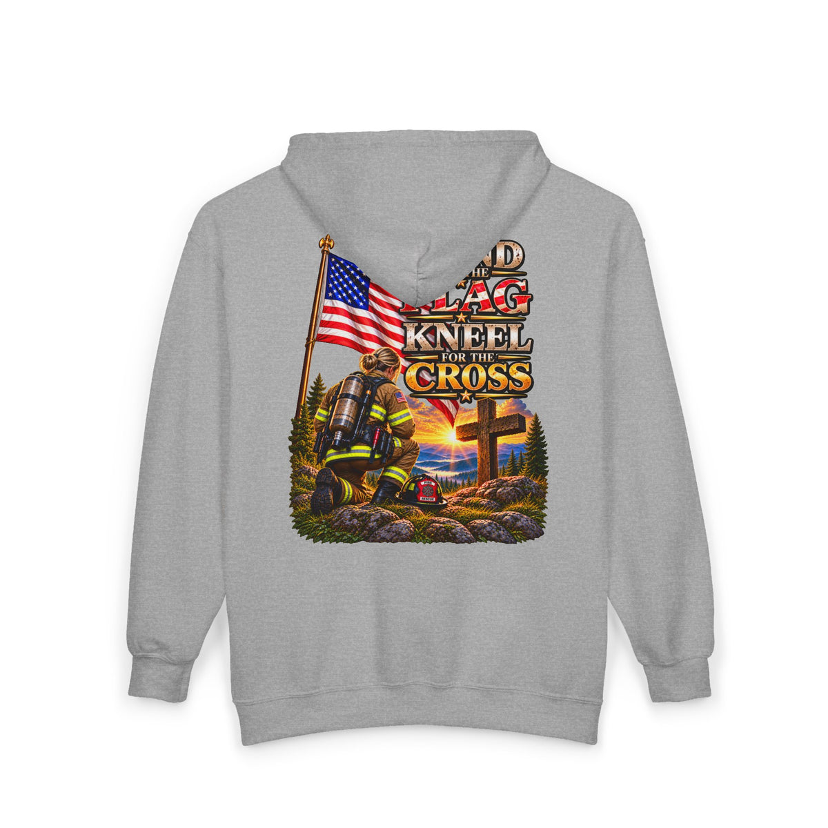 Firefighter 3 Stand for the Flag, Kneel for the Cross - Hoodie