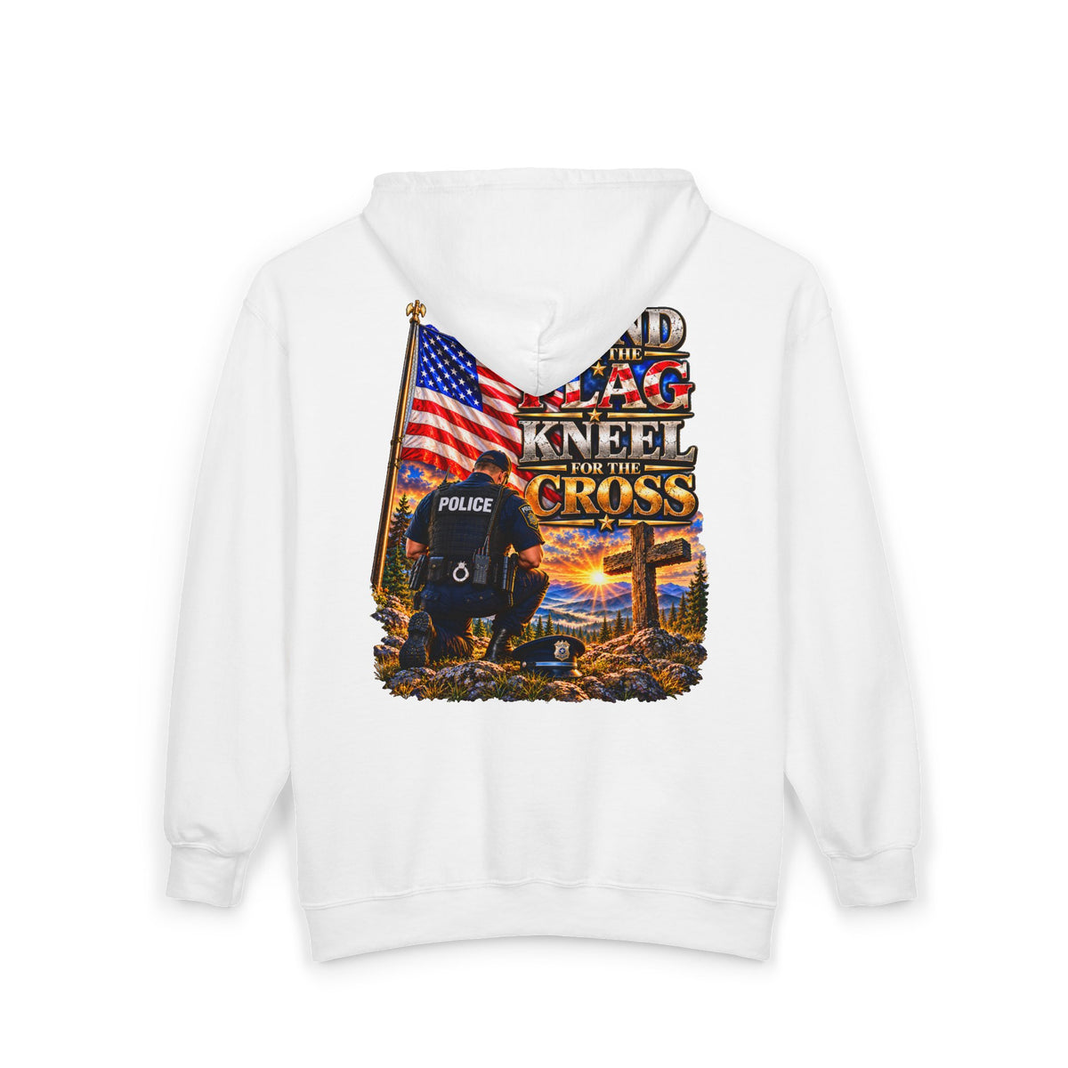 Police Officer Stand for the Flag, Kneel for the Cross - Hoodie