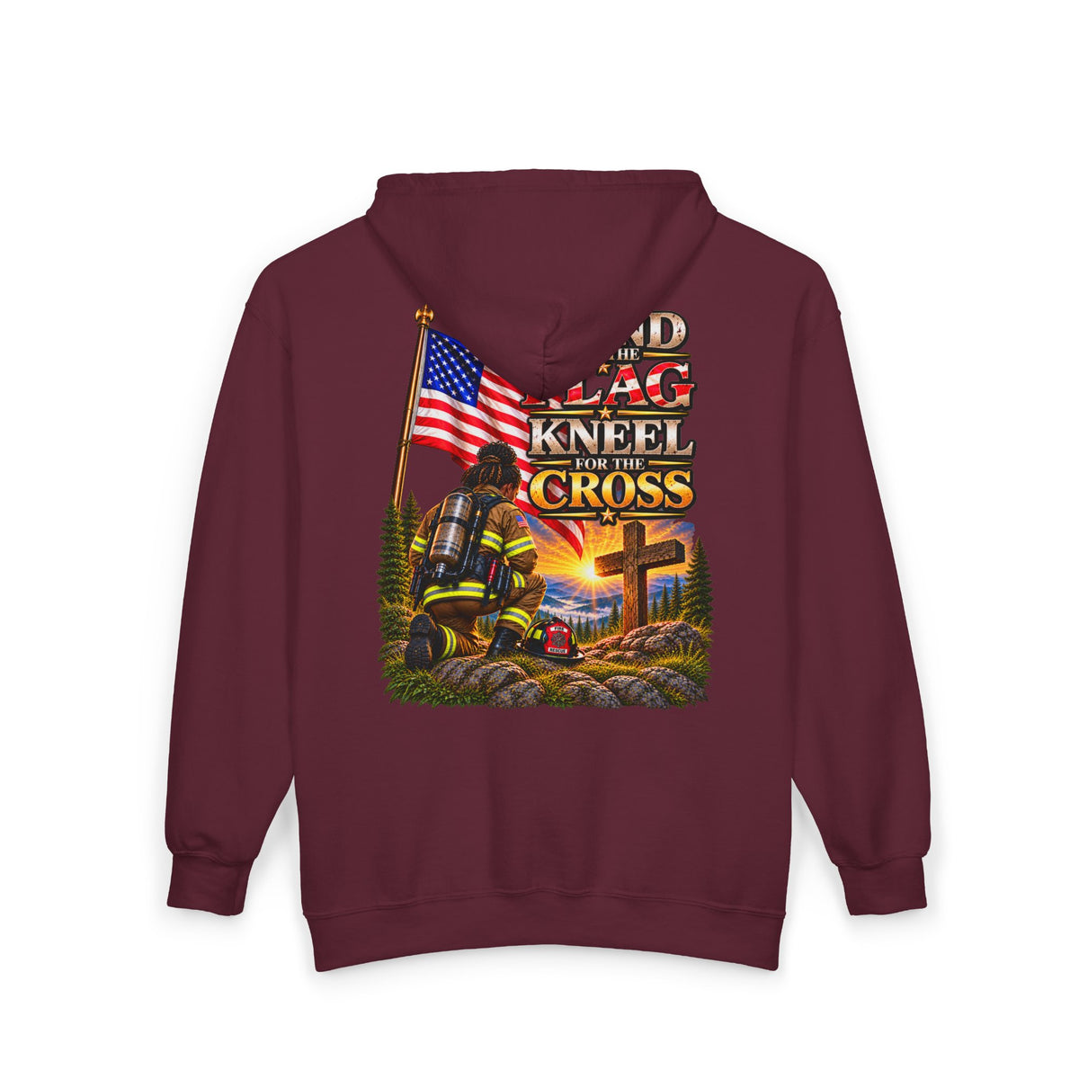 Firefighter 4 Stand for the Flag, Kneel for the Cross - Hoodie