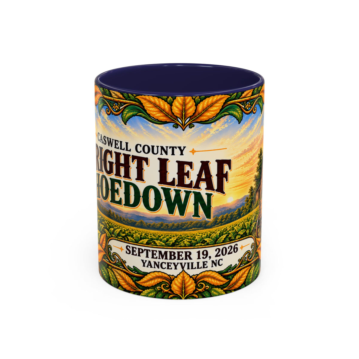 Bright Leaf Hoedown Coffee Mug Wrap — Caswell County Event Souvenir (Sept 19, 2026)