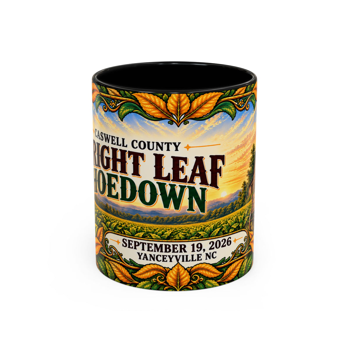 Bright Leaf Hoedown Coffee Mug Wrap — Caswell County Event Souvenir (Sept 19, 2026)