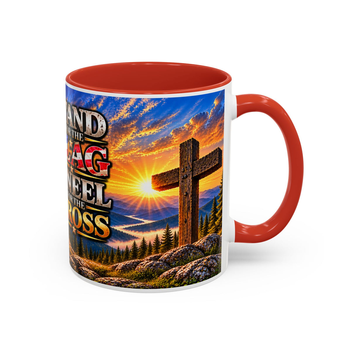 Riner_Firefighter_Stand for the Flag, Kneel for the Cross Coffee Mug_WM