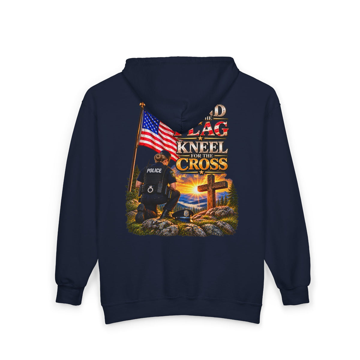 Police Officer 3 Stand for the Flag, Kneel for the Cross - Hoodie