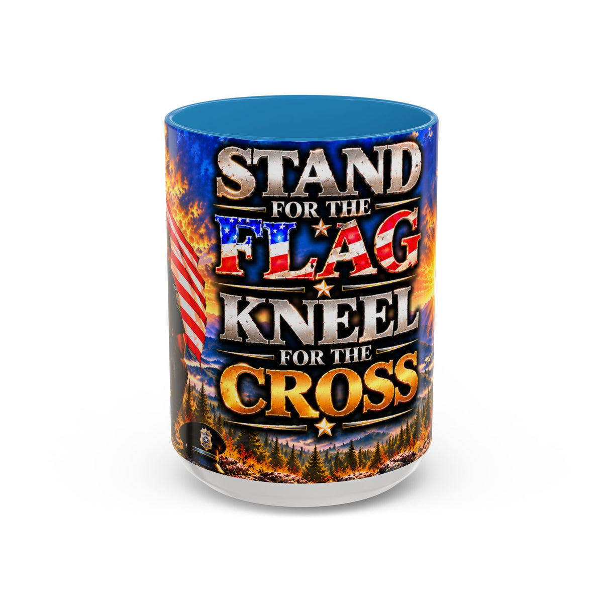 Coffee Mug - "Stand for the Flag, Kneel for the Cross" Police Officer Tribute 11oz or 15oz Mug