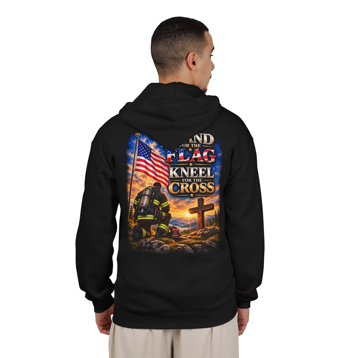 Firefighter 2 Stand for the Flag, Kneel for the Cross - Hoodie