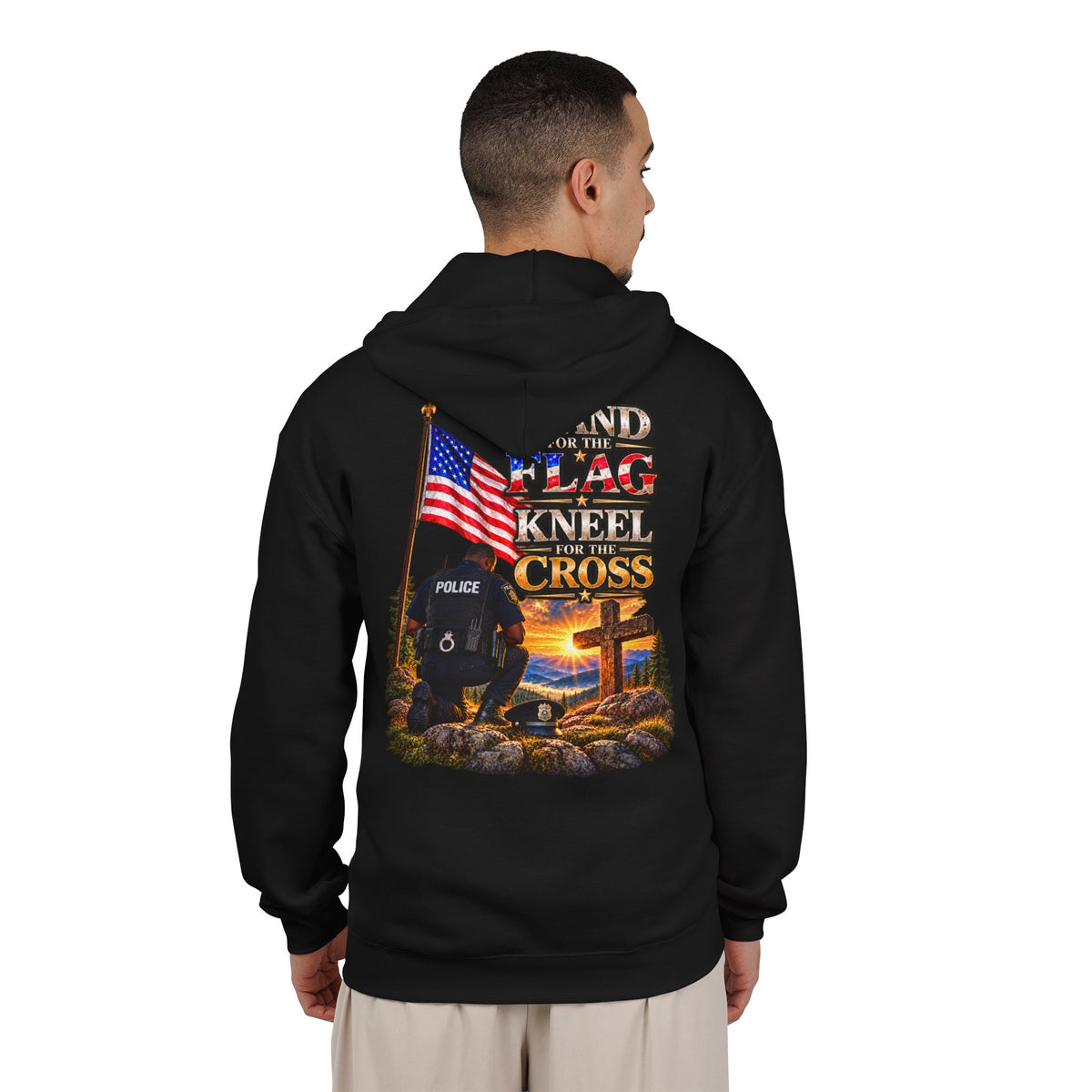 Police Officer 2 Stand for the Flag, Kneel for the Cross - Hoodie