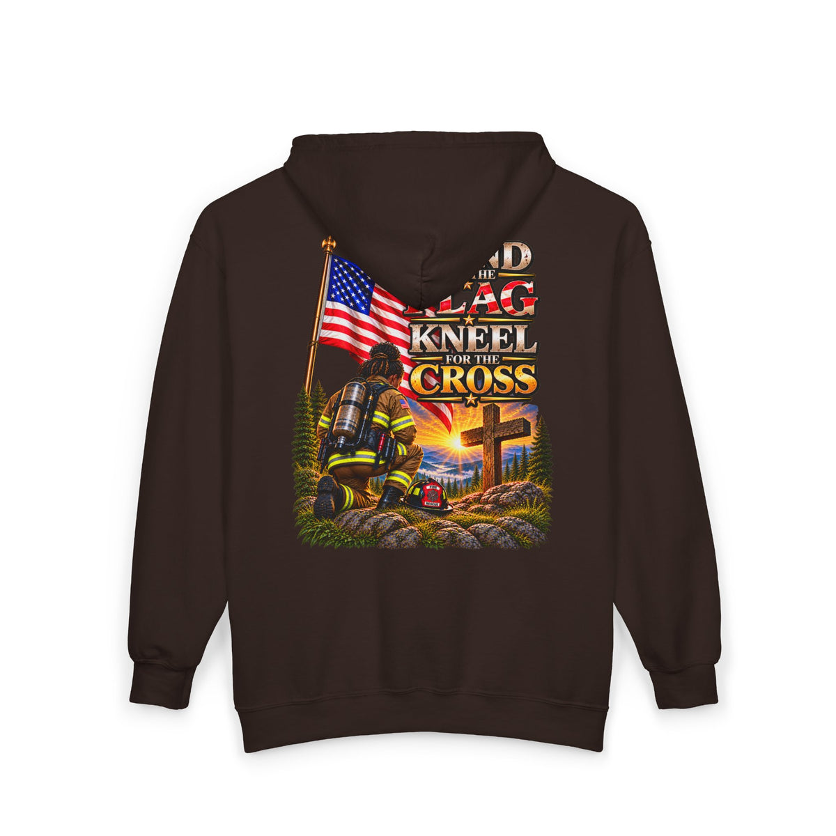 Firefighter 4 Stand for the Flag, Kneel for the Cross - Hoodie