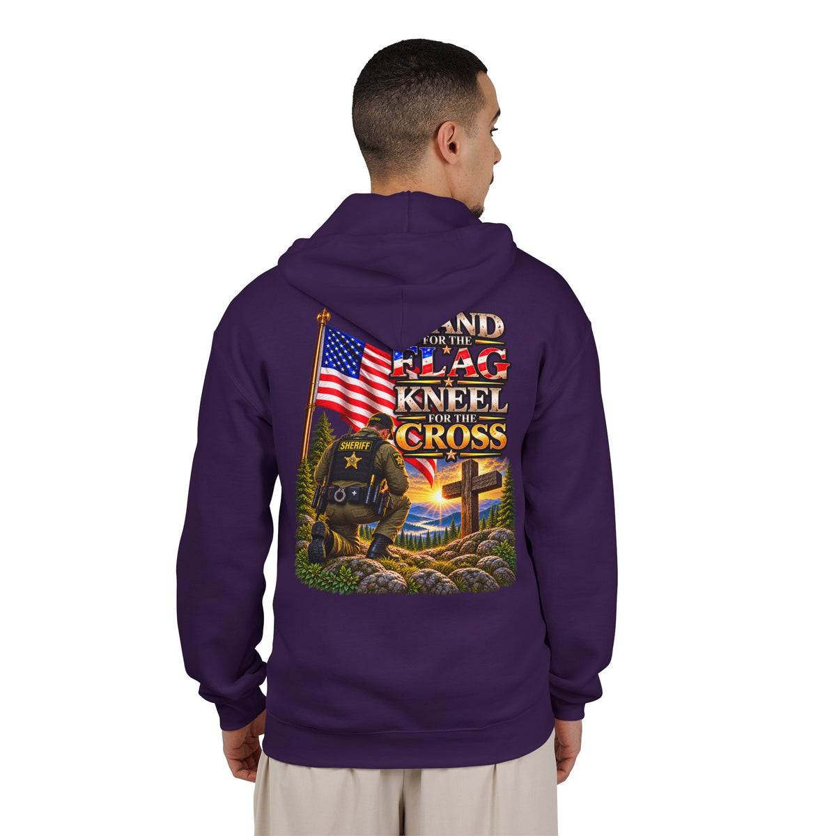 Deputy Sheriff Stand for the Flag, Kneel for the Cross - Hoodie