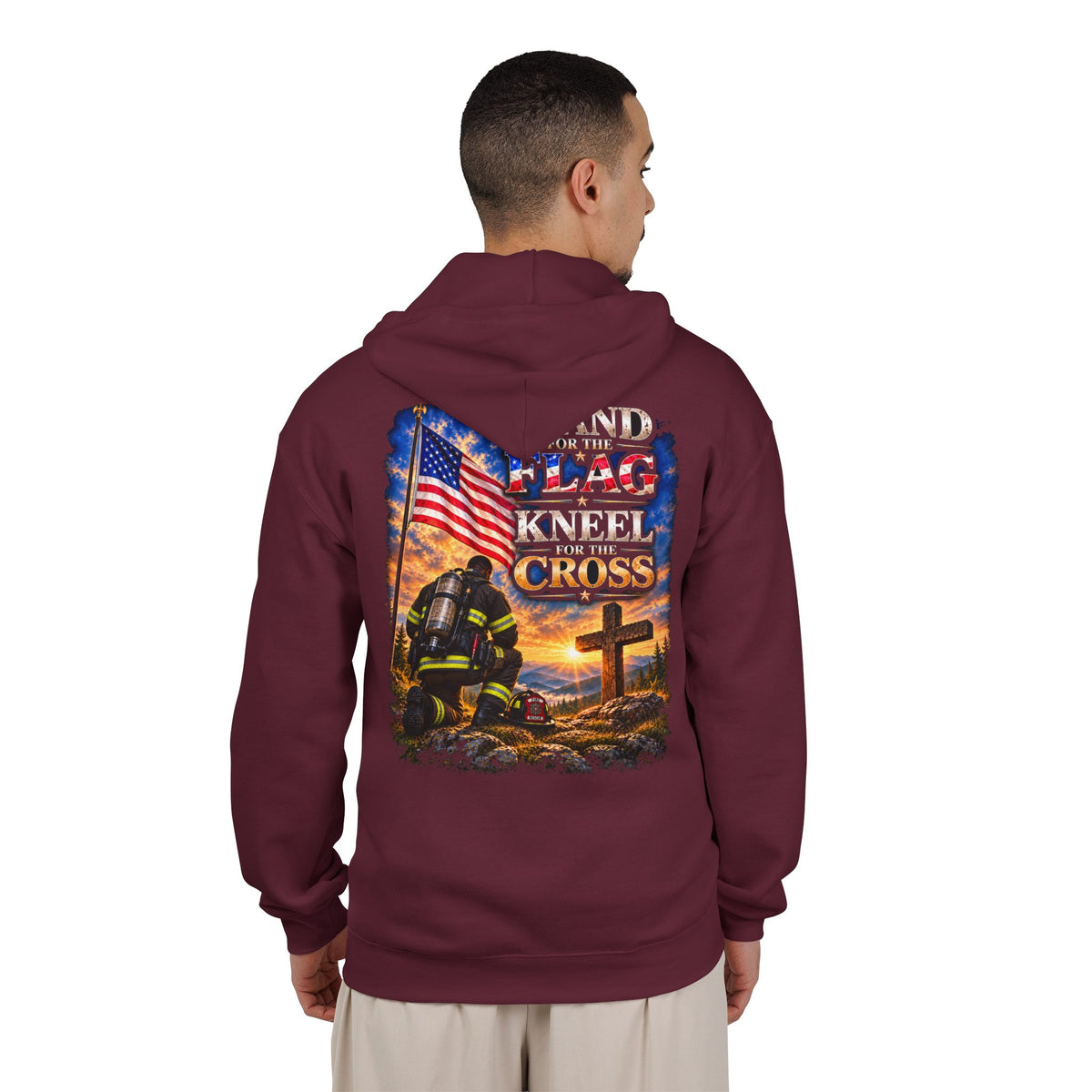 Firefighter 2 Stand for the Flag, Kneel for the Cross - Hoodie