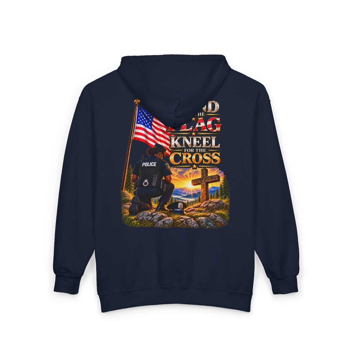 Police Officer 4 Stand for the Flag, Kneel for the Cross - Hoodie