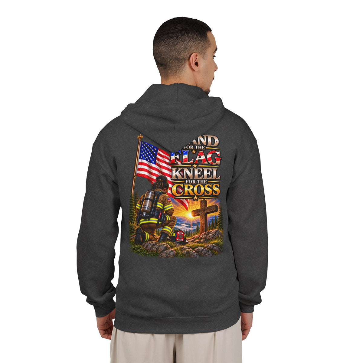 Firefighter 4 Stand for the Flag, Kneel for the Cross - Hoodie