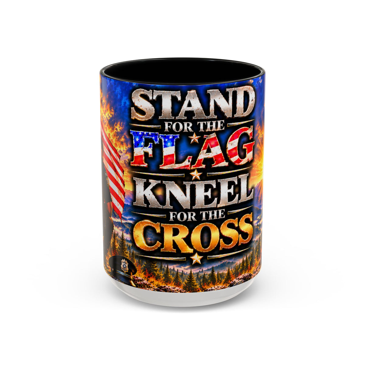 Coffee Mug - "Stand for the Flag, Kneel for the Cross" Police Officer Tribute 11oz or 15oz Mug