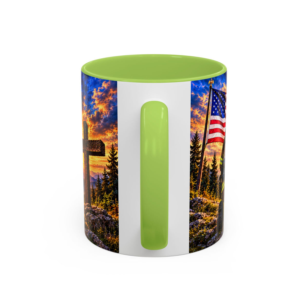 Firefighter Coffee Mug - "Stand for the Flag, Kneel for the Cross" Patriotic  Accent Mug