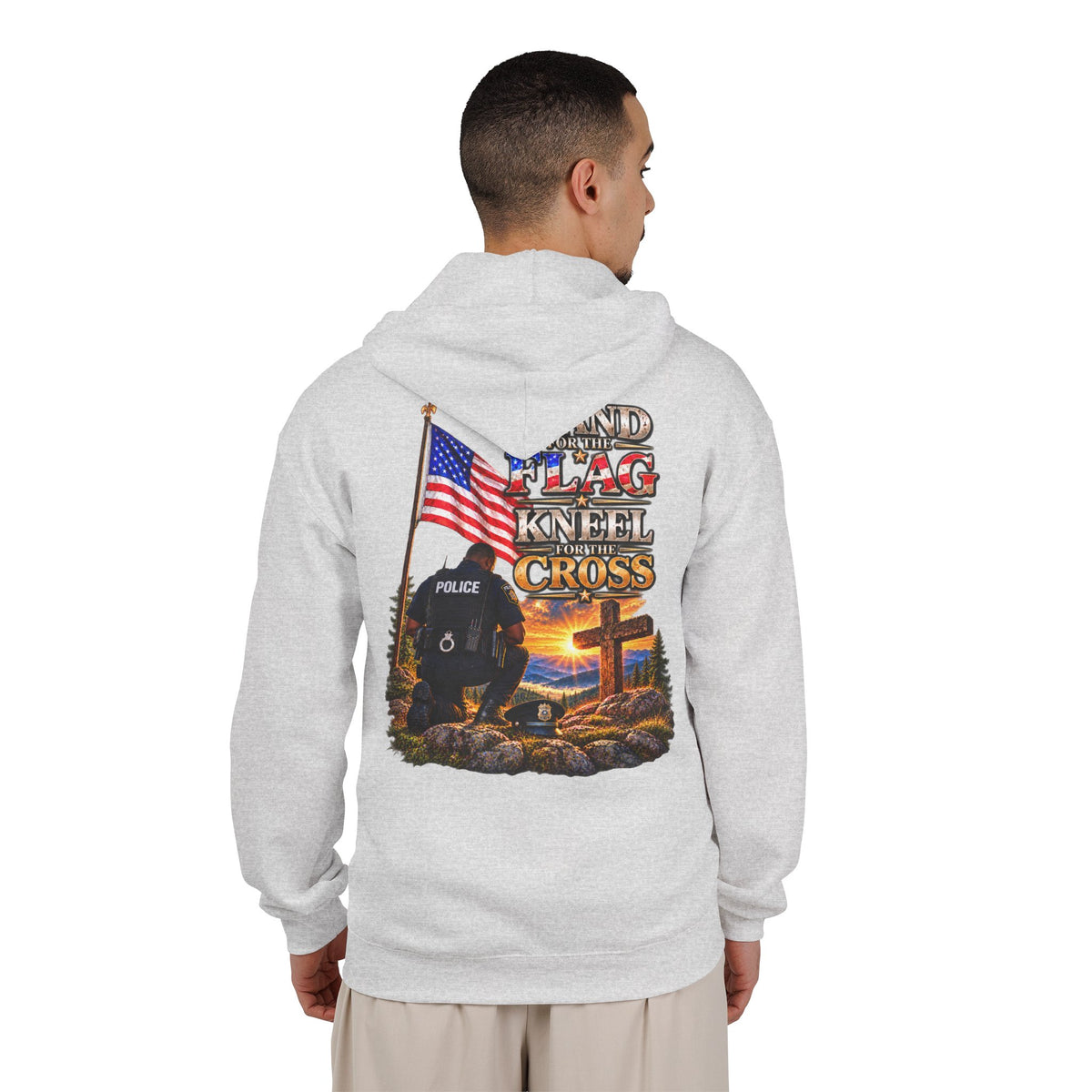 Police Officer 2 Stand for the Flag, Kneel for the Cross - Hoodie