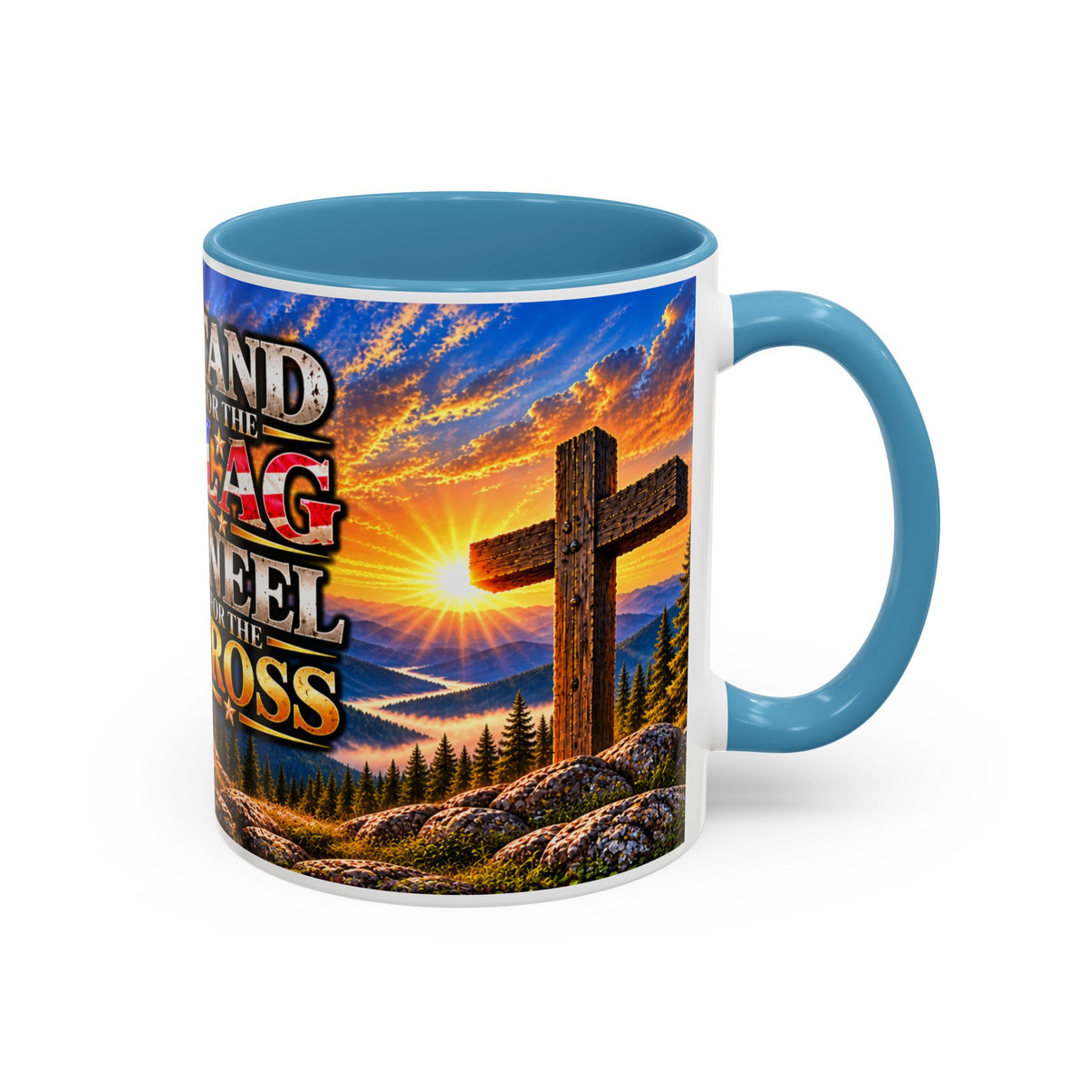 Riner_Firefighter_Stand for the Flag, Kneel for the Cross Coffee Mug_WM