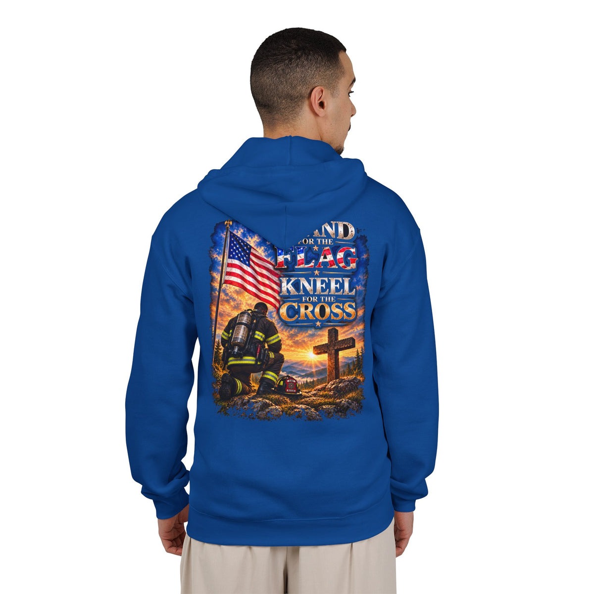 Firefighter 2 Stand for the Flag, Kneel for the Cross - Hoodie