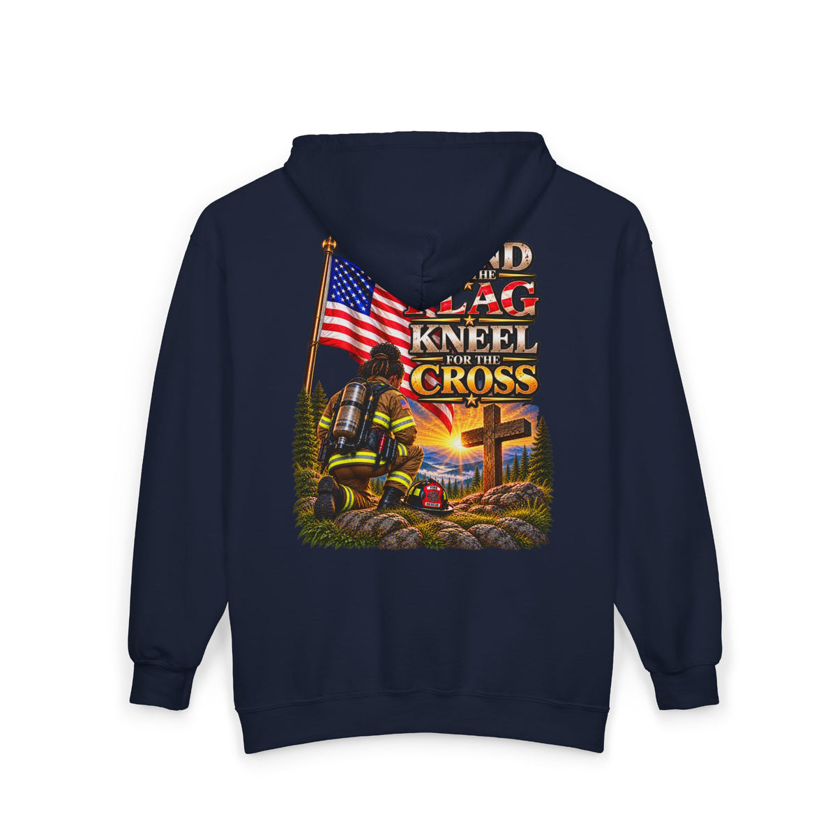 Firefighter 4 Stand for the Flag, Kneel for the Cross - Hoodie