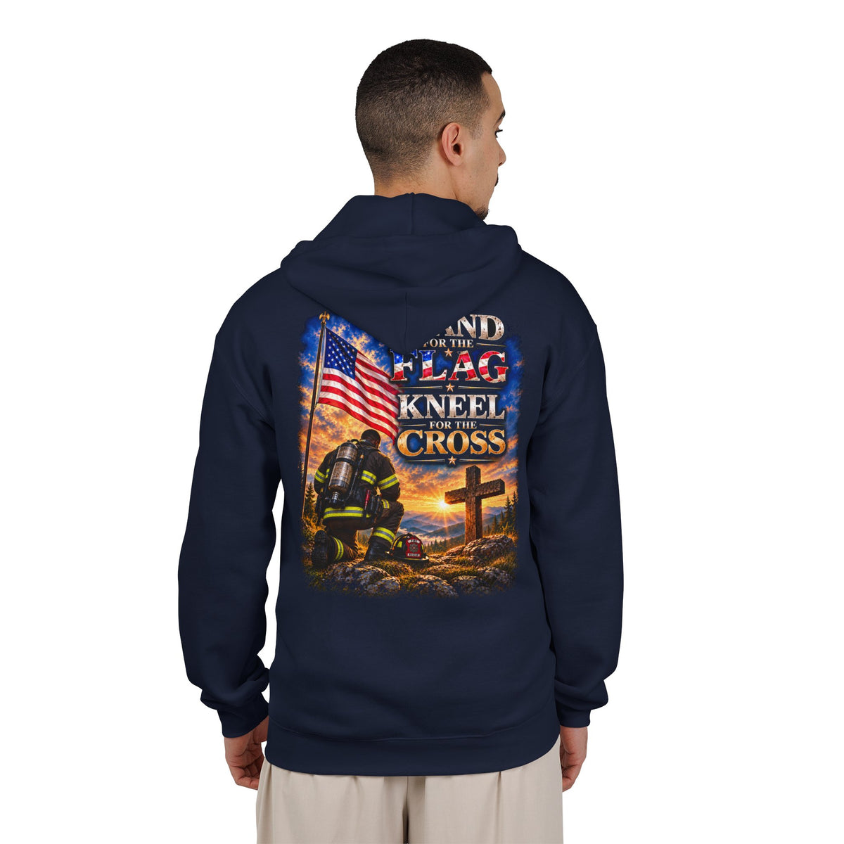 Firefighter 2 Stand for the Flag, Kneel for the Cross - Hoodie