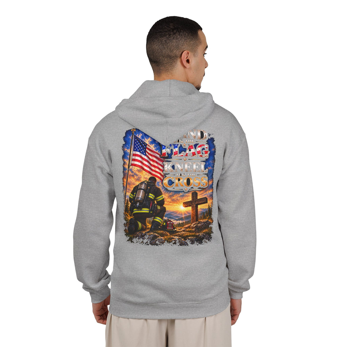 Firefighter 2 Stand for the Flag, Kneel for the Cross - Hoodie