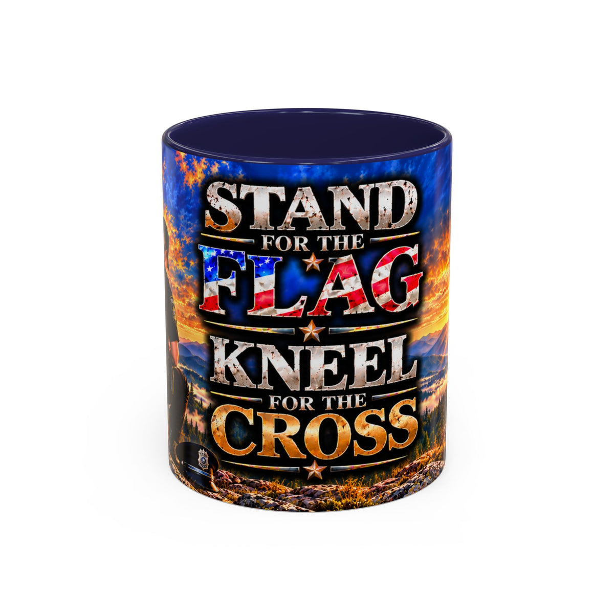 Coffee Mug - "Stand for the Flag, Kneel for the Cross" Police Officer Tribute 11oz or 15oz Mug_WF
