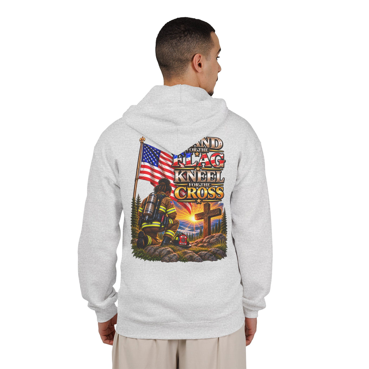 Firefighter 4 Stand for the Flag, Kneel for the Cross - Hoodie