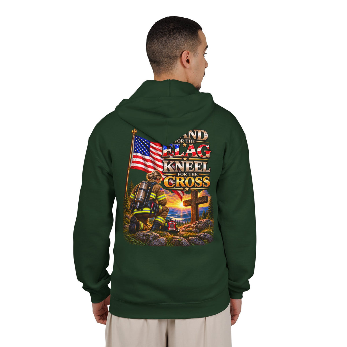 Firefighter 3 Stand for the Flag, Kneel for the Cross - Hoodie