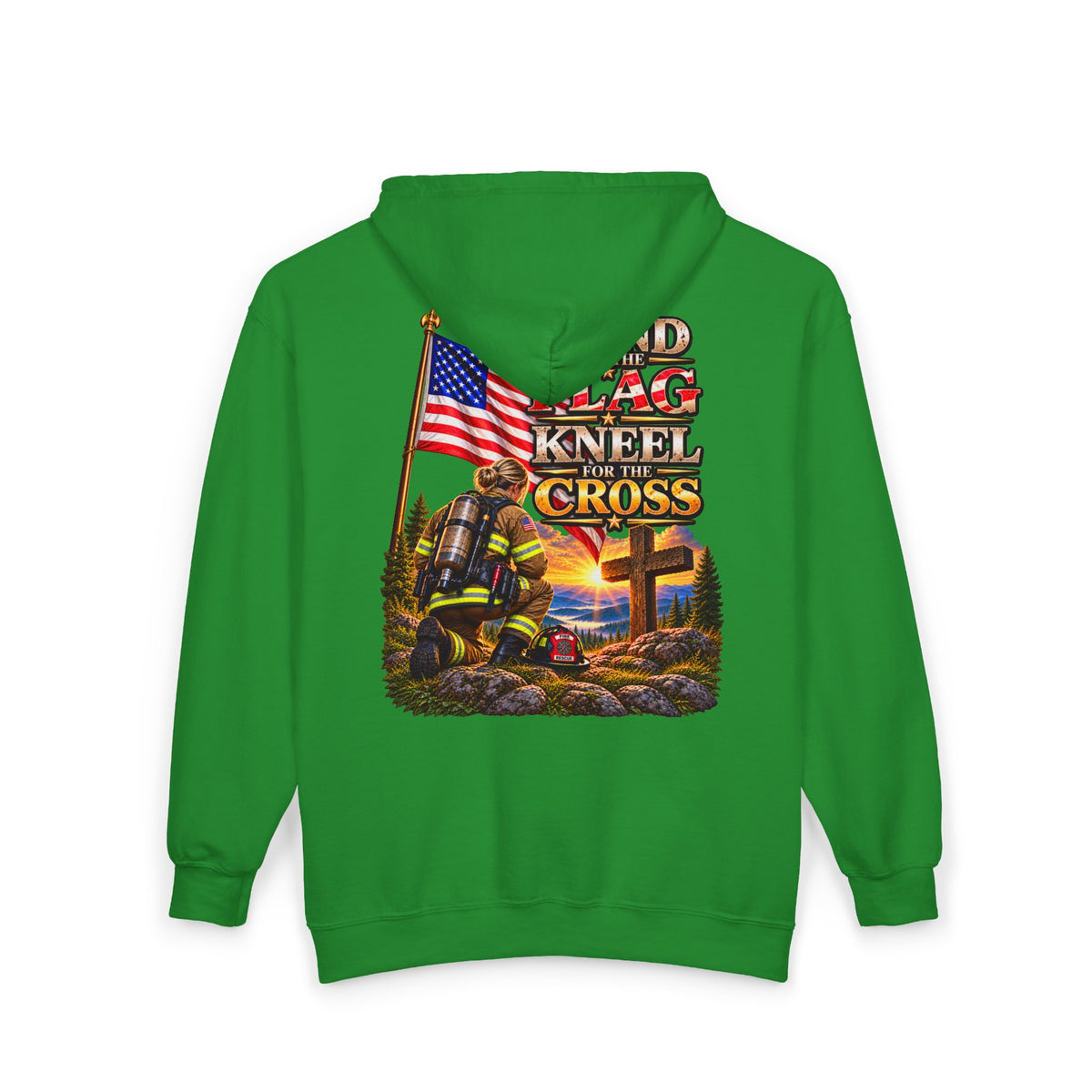 Firefighter 3 Stand for the Flag, Kneel for the Cross - Hoodie