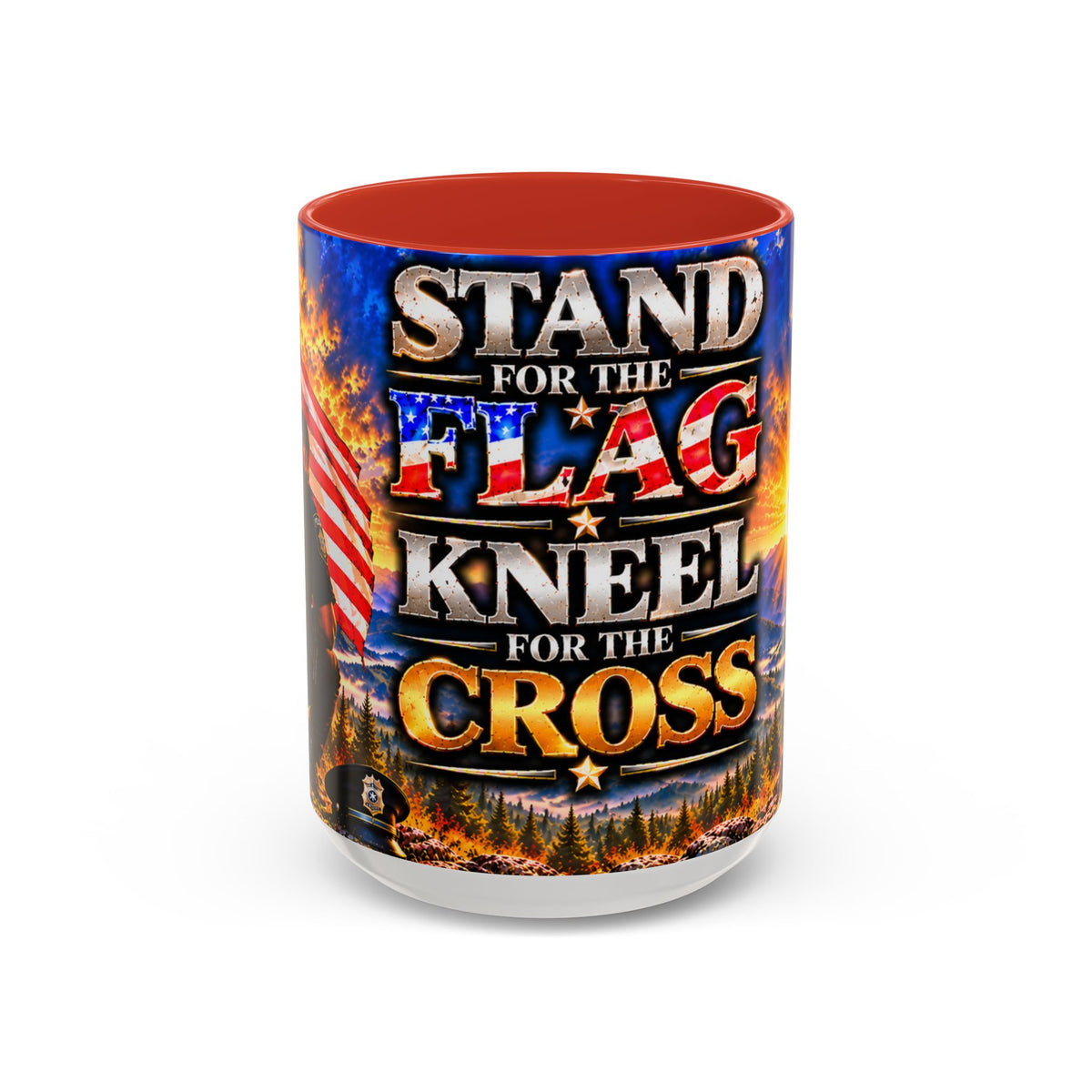 Coffee Mug - "Stand for the Flag, Kneel for the Cross" Police Officer Tribute 11oz or 15oz Mug