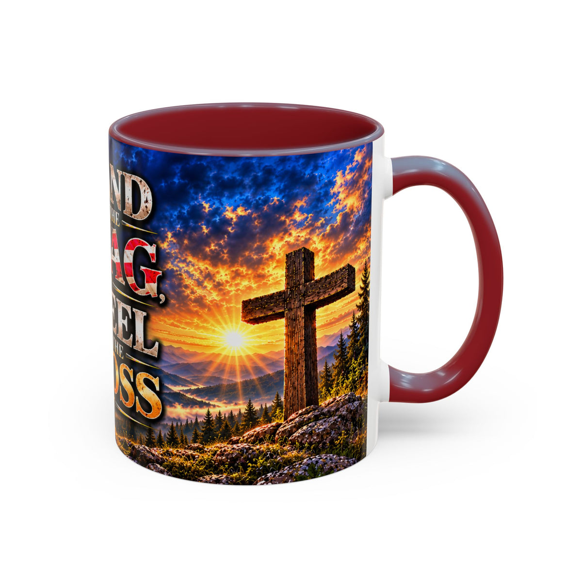 Firefighter Coffee Mug - "Stand for the Flag, Kneel for the Cross" Patriotic  Accent Mug