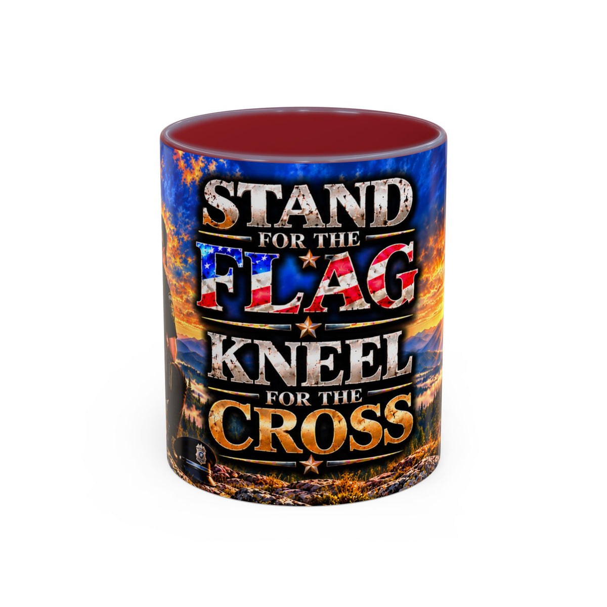 Coffee Mug - "Stand for the Flag, Kneel for the Cross" Police Officer Tribute 11oz or 15oz Mug_WF