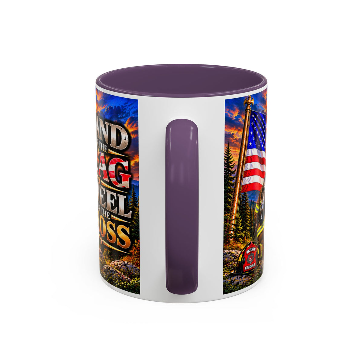 Stand for the Flag, Kneel for the Cross Accent Coffee Mug — Sheriff, Firefighter, EMS & 9-1-1 Telecommunicator 15oz